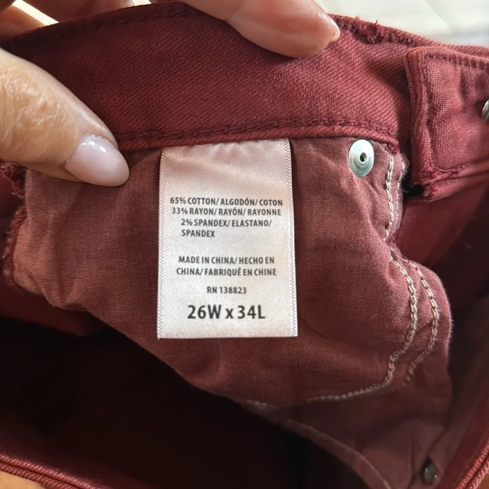 NWOT Shyanne High Rise Stretch Super Flare Jeans in Brick Red Size 26 - Picture 10 of 12